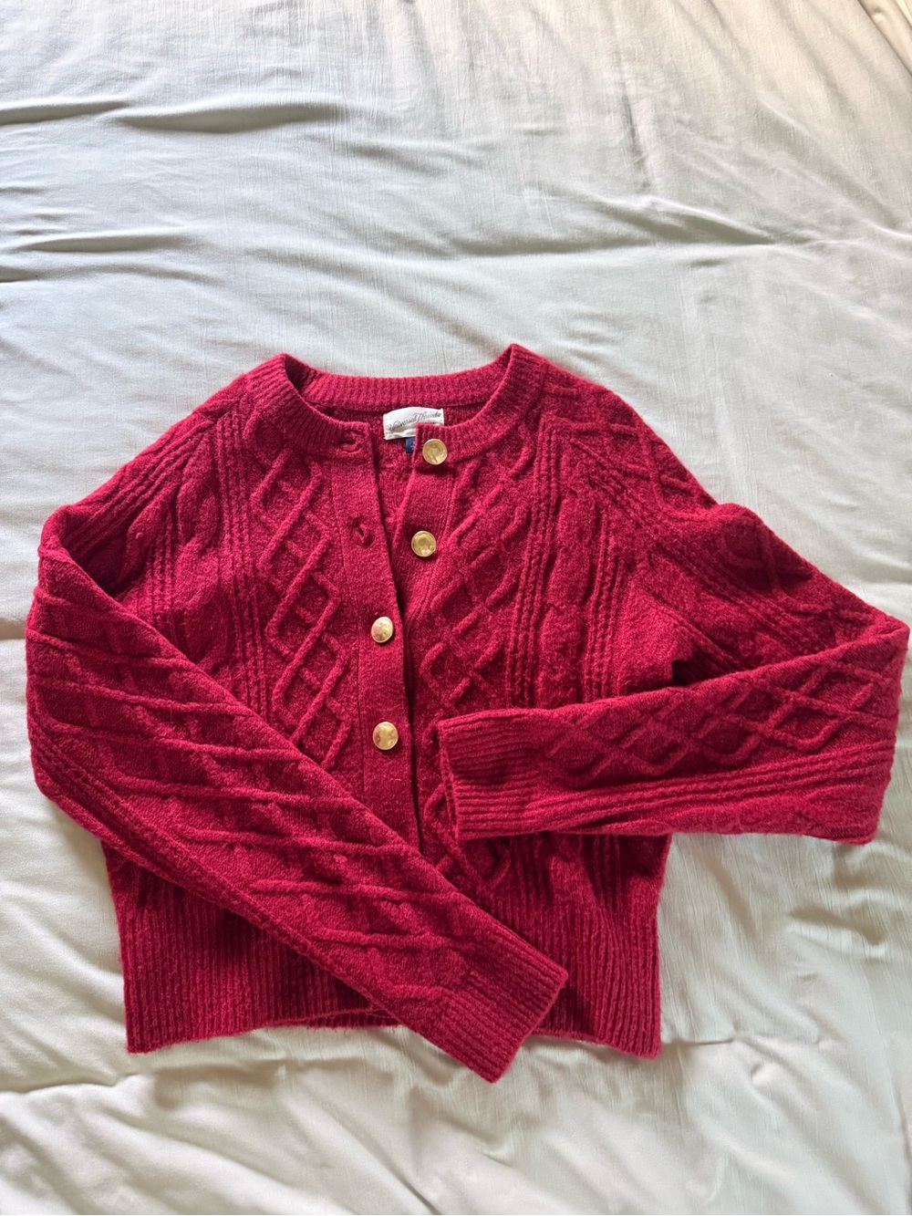 Universal Thread Bright Red Cable Knit Button-Up Cardigan